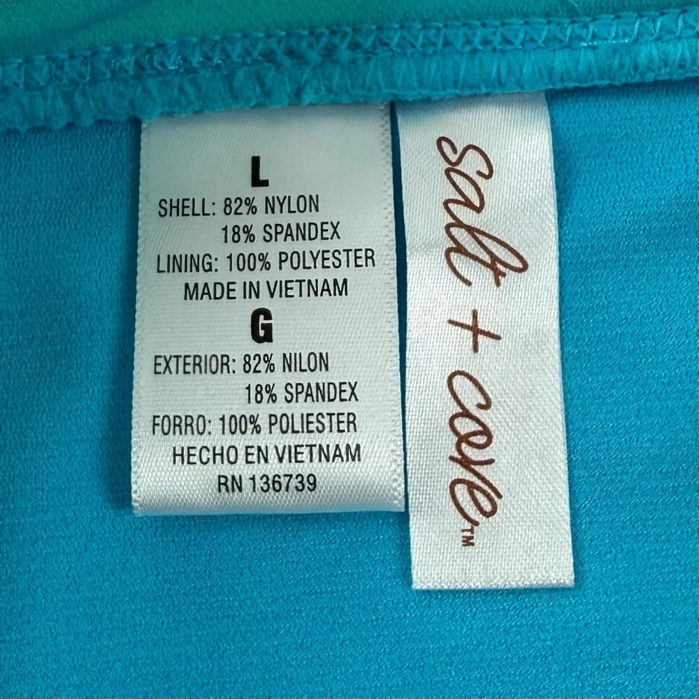 Salt + Cove Bikini Bottom Juniors Size Large Blue Green Ribbed Swim NWT